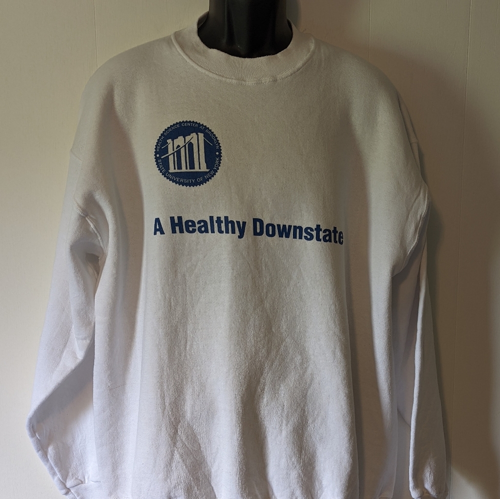 Men's Vintage New York State University Crew Neck Sweatshirt Size XL White